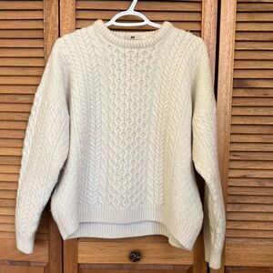 Carraig Donn Cozy Cream Cable Knit Sweater 100% Merino Wool